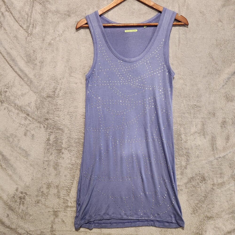 Trisha Tyler Womens Lavender Sleeveless Studded Mini Dress Size Small Feminine
